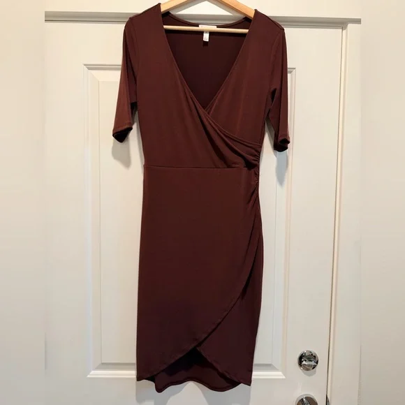 Leith Deep Purple Midi Wrap Dress - Picture 1 of 5
